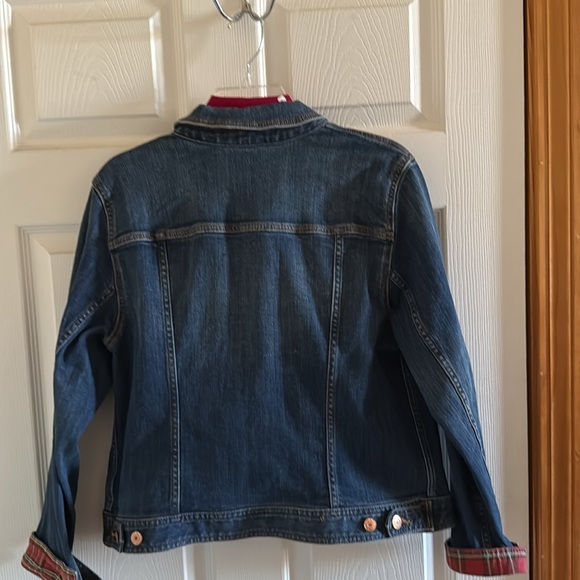 Talbots Jean Jacket with Tartan Plaid Cuffs - size large - NWT - Picture 9 of 12